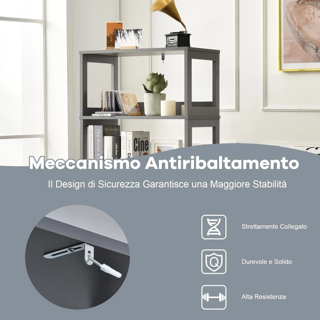 Armadietto del bagno con cassetto e mensola, armadio con 2 mensole aperte e 2 ante, armadietto per cucina, ingresso, salone e camera da letto, armadietto in legno (Grigio)
