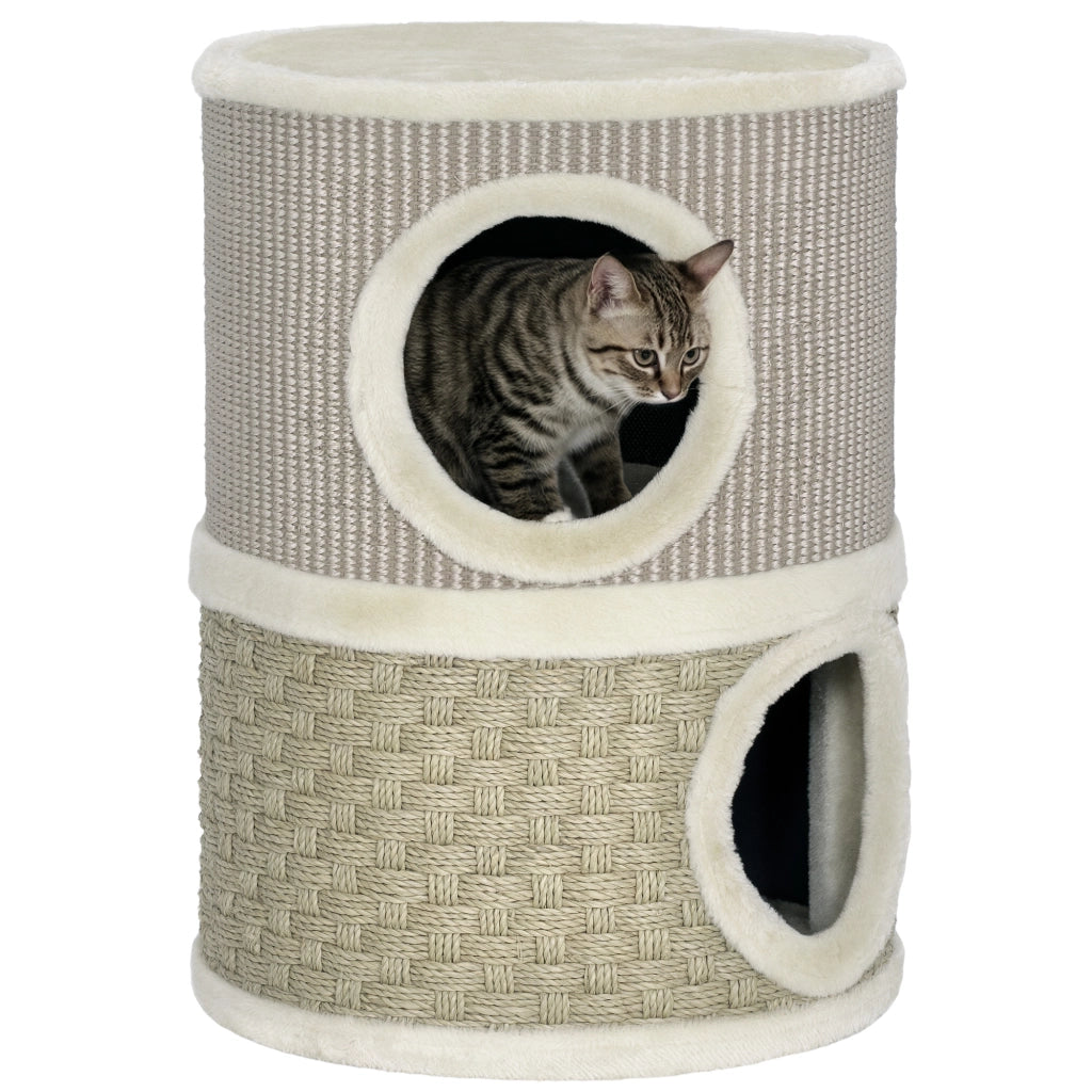Libreria per gatti con due livelli ¨C Minimal ¨C Khaki e caff¨¨ 49x35.5 cm