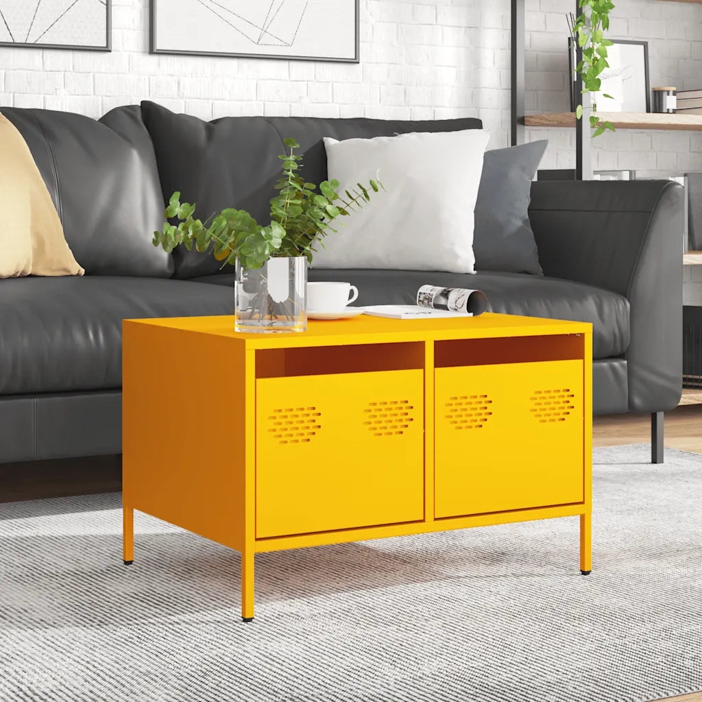 Mobile TV Giallo Senape 68x50x43,5 cm Acciaio Laminato a Freddo