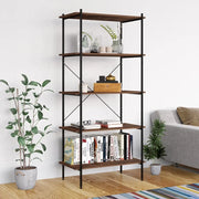 Scaffale con 5 Mensole Nero e Naturale 80x40x163 cm 336349