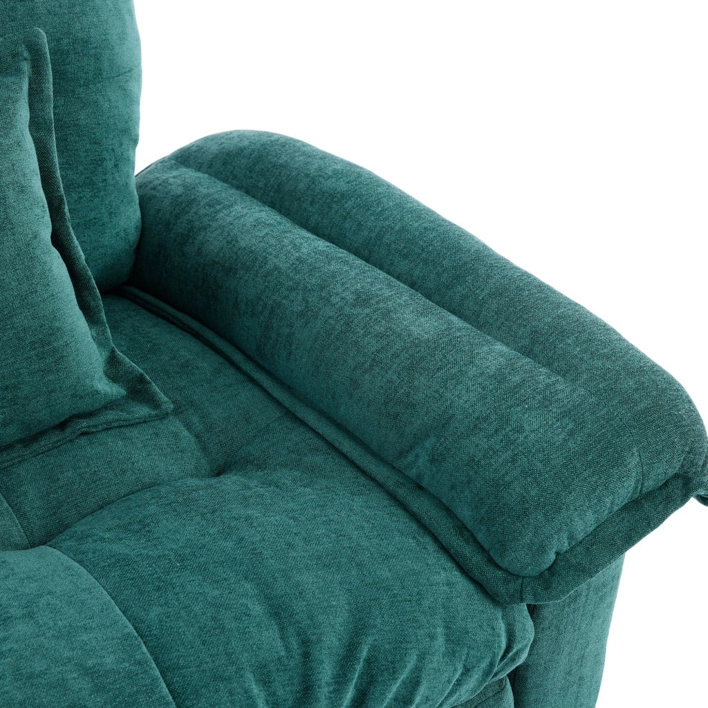 Poltrona girevole 360° con cuscino di supporto, in ciniglia, Verde, 116 × 84 × 96 cm