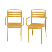 set 2 sedie da giardino bistrot in acciaio, ocra