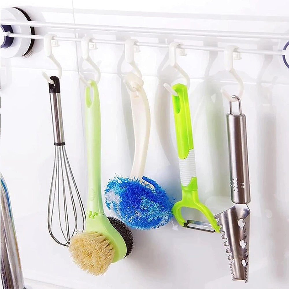 Trade Shop - Set 6 Pz Ganci Multiuso Forma S Salvaspazio Per Cucina Bagno Casa Bianchi 87365 -