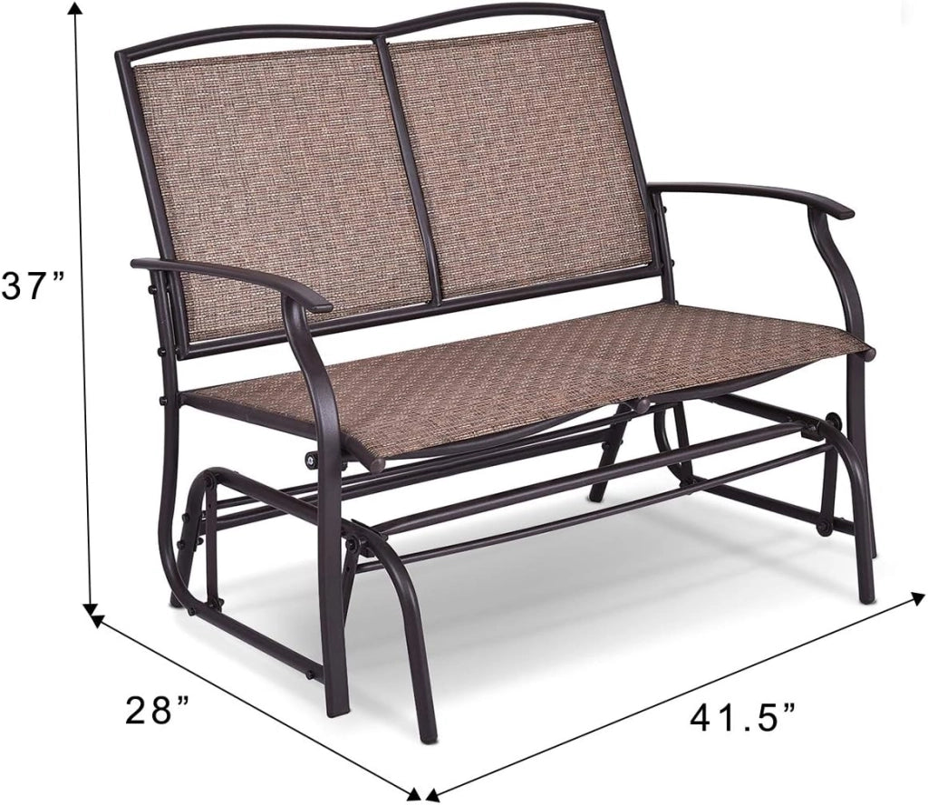 Giantex OP3100 - Panca aliante per patio, colore: marrone, 104 x 71 x 94 cm (lunghezza x larghezza x altezza)