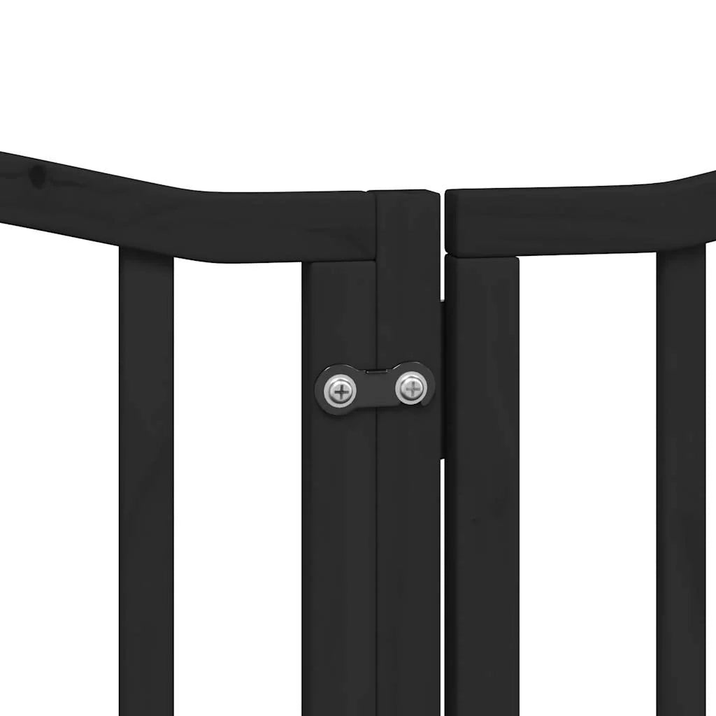 Cancelletto di sicurezza per animali domestici porta pieghevole 9 pannelli legno di pioppo nero 02_0023284