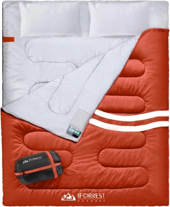 Doppia sacca da letto per adulti - 2 persone clima freddo (3-4 stagioni), dimensione extra larga e calda - Queen size XL