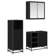 Set di mobili per il bagno 3 pcs Rovere Nero Legno multistrato 3402374