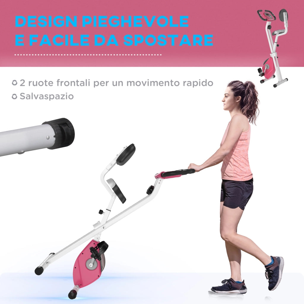 Cyclette Pieghevole Magnetica da Casa ¨C Zephmum ¨C Rosa 43x97x109cm