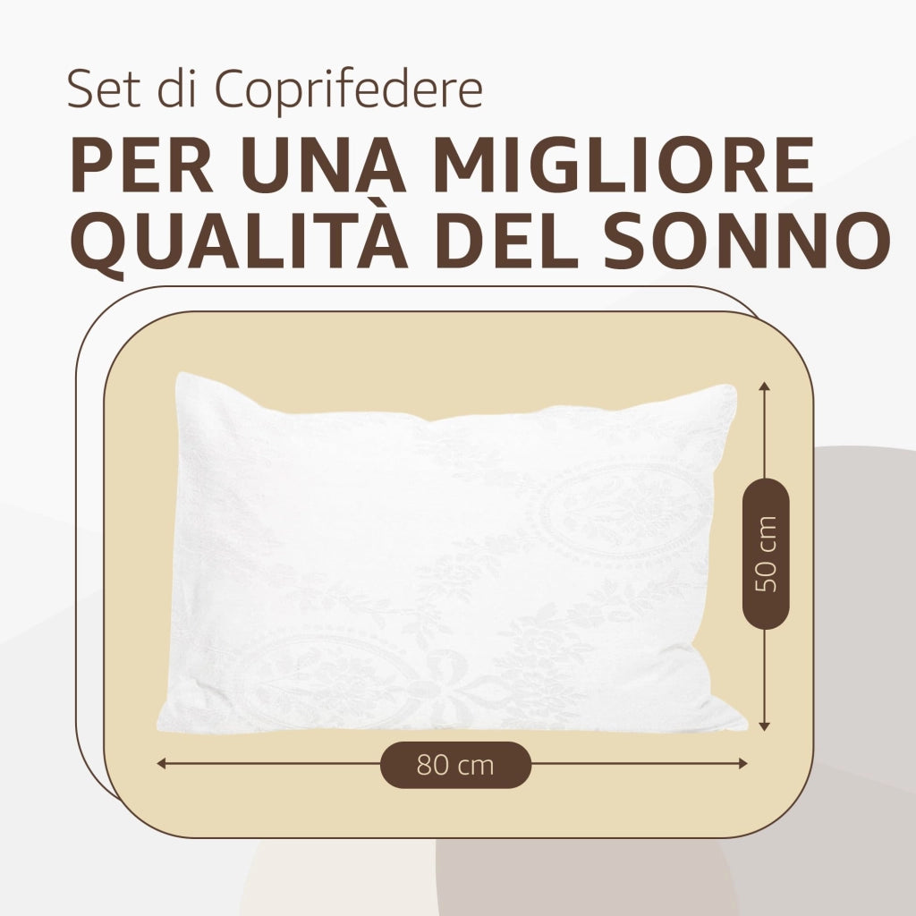 Federe Copricuscino Letto con Cerniera e Tessuto Damascato Pacco da: 2