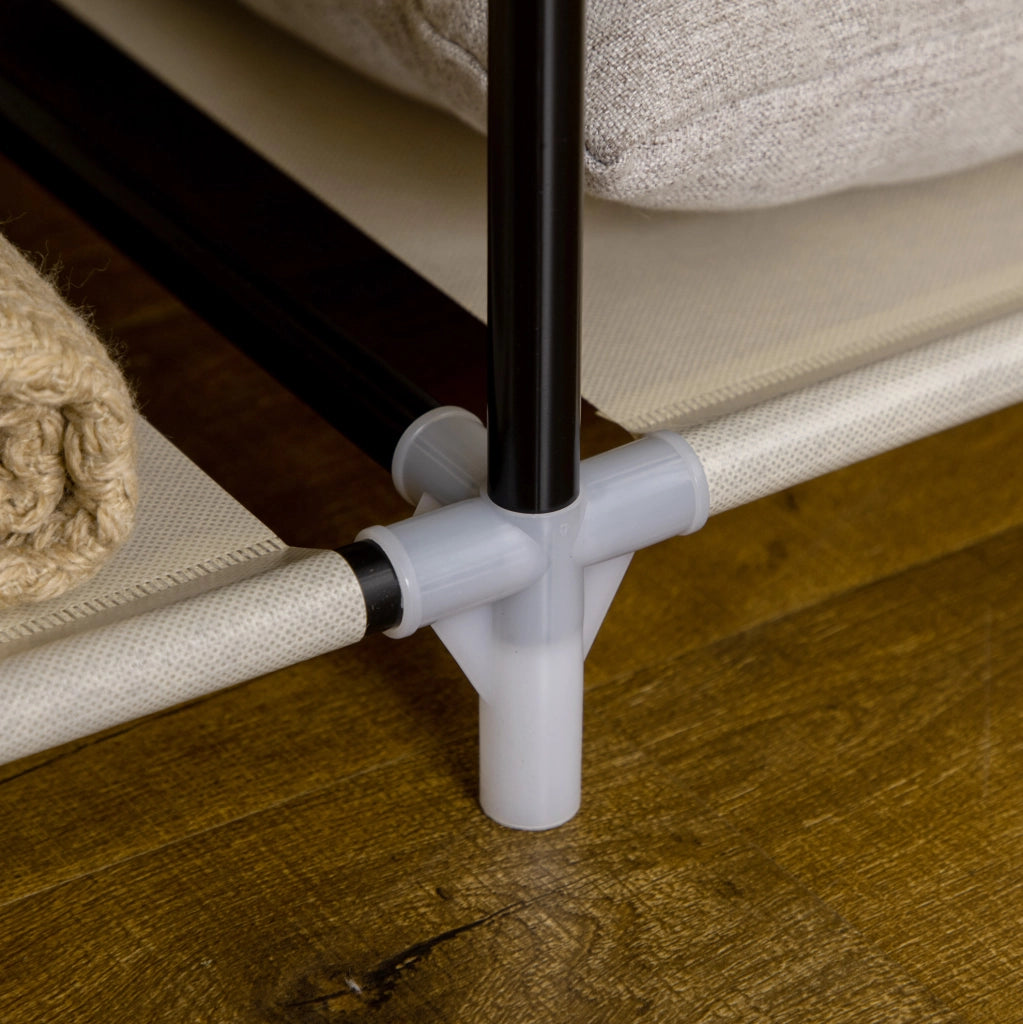 Armadio in tessuto 125x43x162,5 cm beige – 2 appendiabiti, 8 ripiani