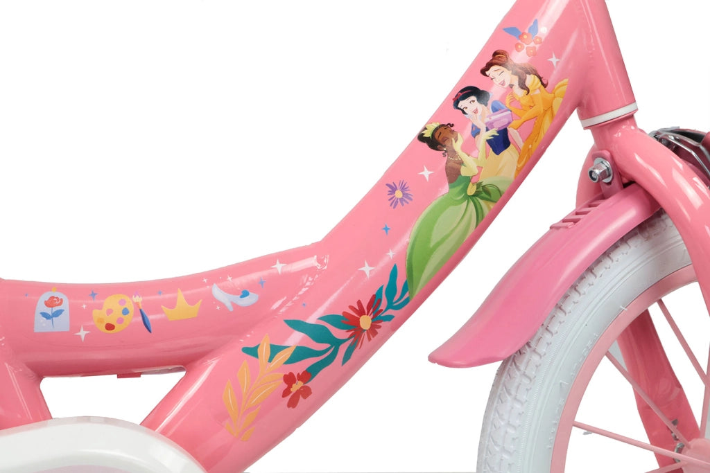 Bicicletta per Bambine 12" Disney Princess Freno Caliper e Stabilizzatori in Acciaio Hi-Ten Rosa