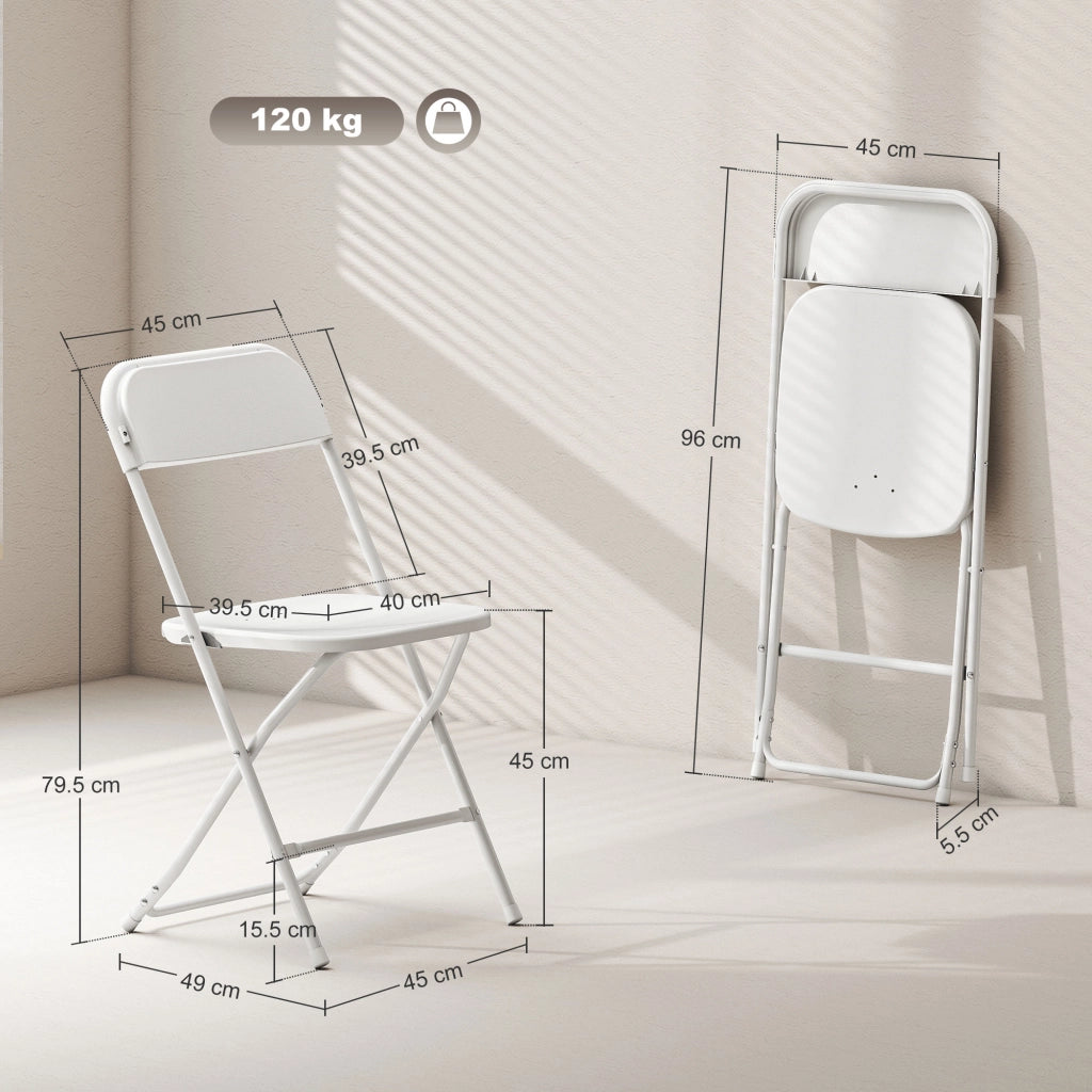 Set 6 Sedie Pieghevoli ¨C zephmum ¨C Plastica e Metallo Bianco 45x49x79.5 cm