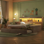 Letto Divano con LED e Contenitore ¨C MINIMAL ¨C 140x200, Naturale