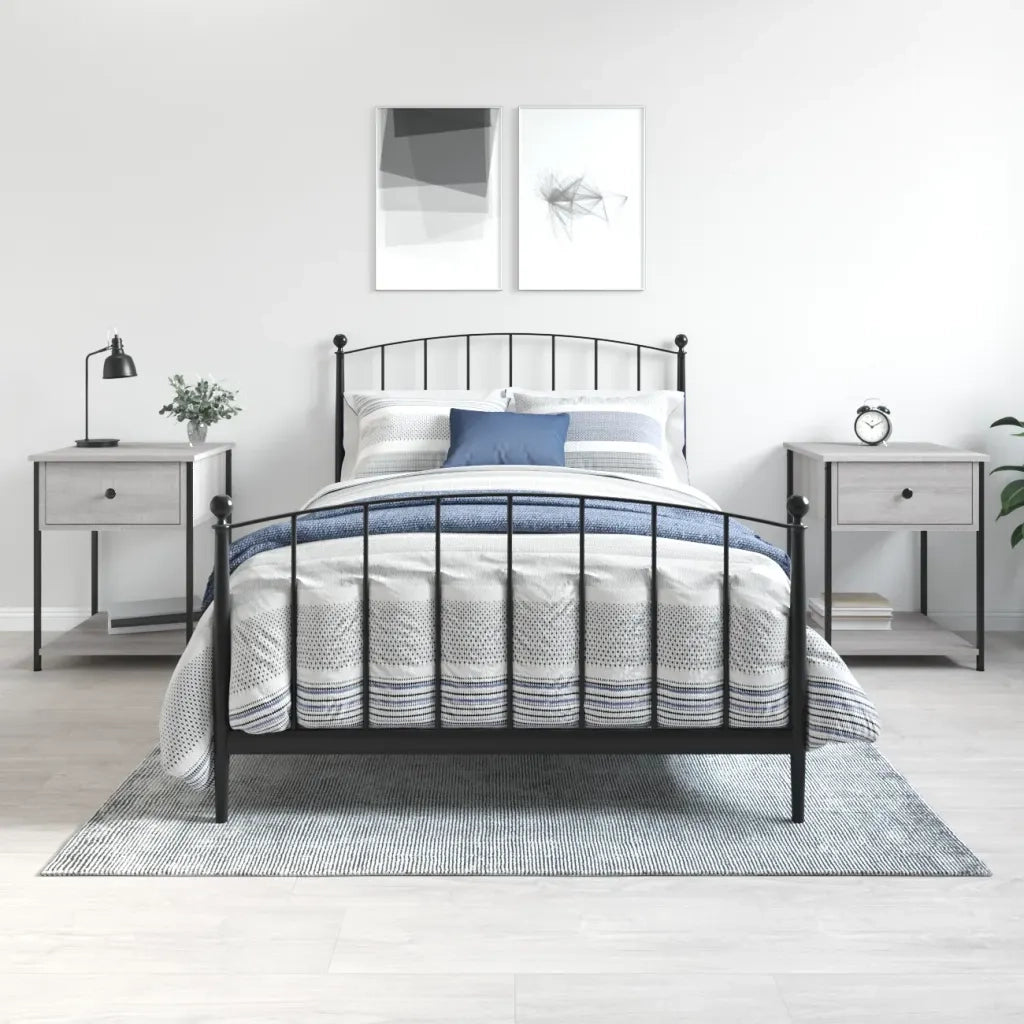 Set di 2 Comodini | Armadio da Notte | Mobiletto da notte Grigio Sonoma 44x45x58 cm in Legno Multistrato