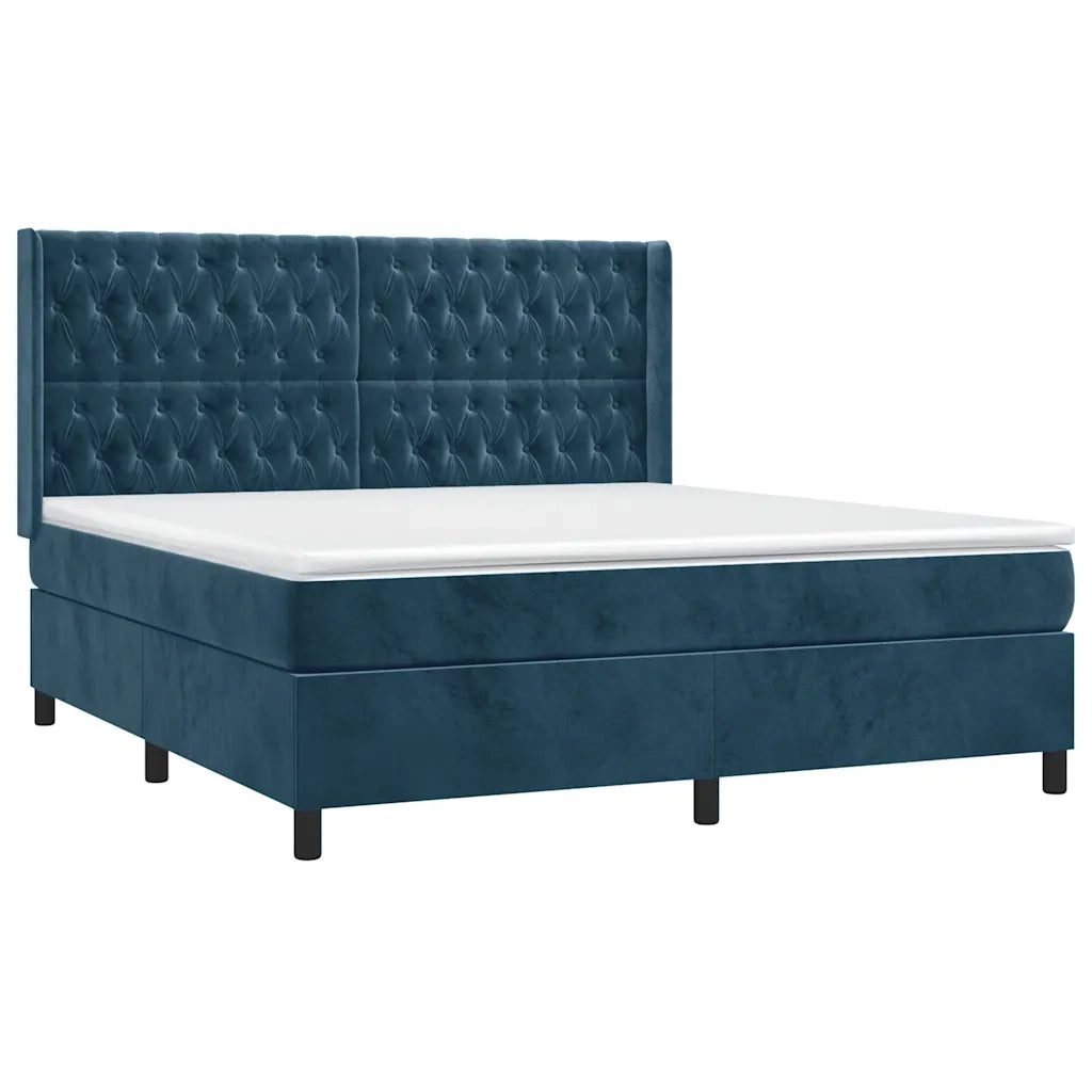 Letto a Molle con Materasso e LED Blu Scuro 160x200 cmcod mxl 75482