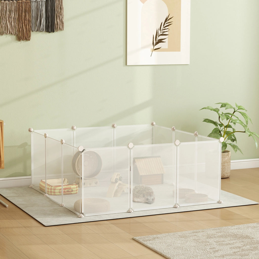 Recinto per Animali Domestici ¨C zephmum ¨C Plastica Trasparente 105x105x45 cm Bianco
