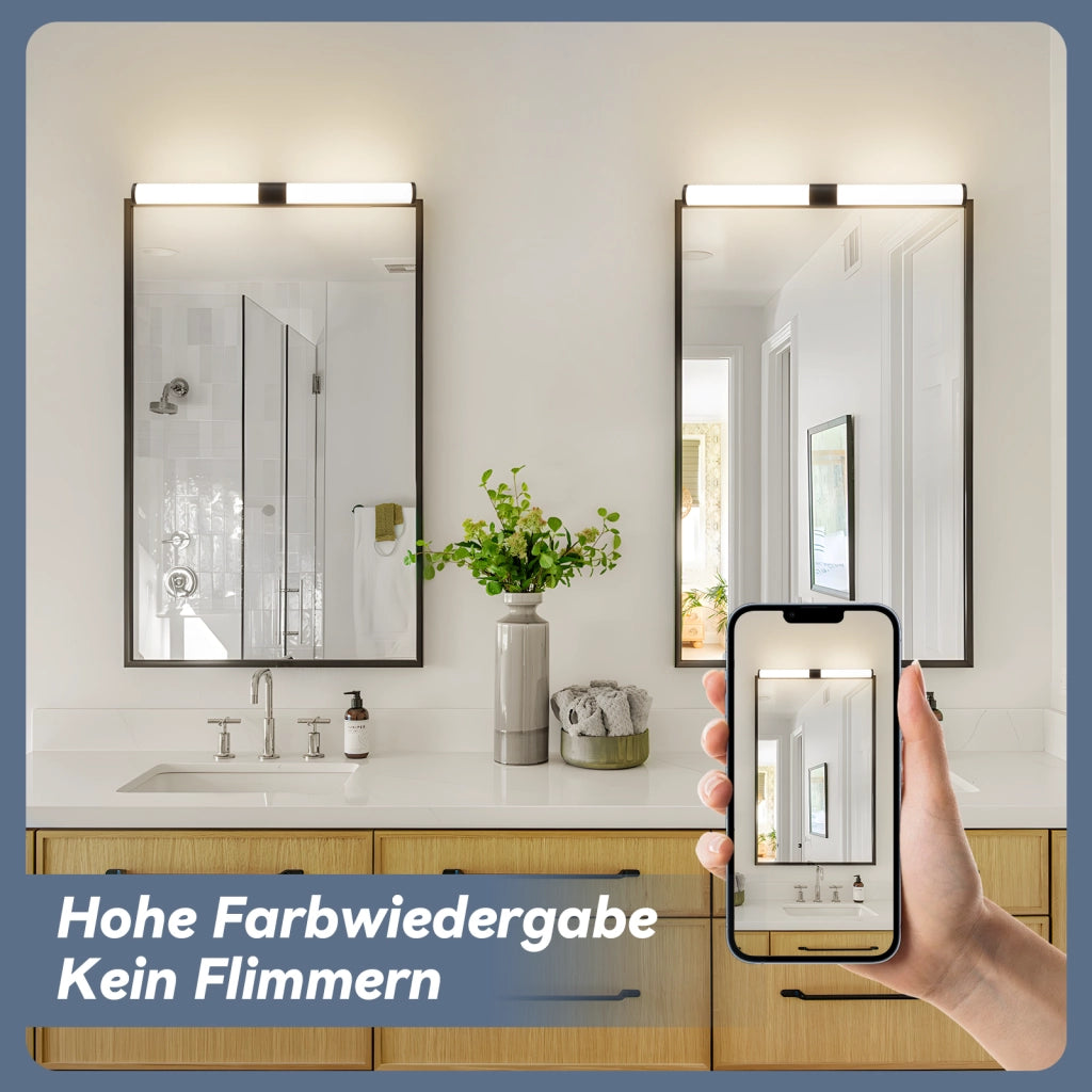 ZMH Lampada da Bagno LED sopra Specchio 40 cm 6 W Nera IP44 4000K Luce Neutra Moderna per Armadio da Bagno