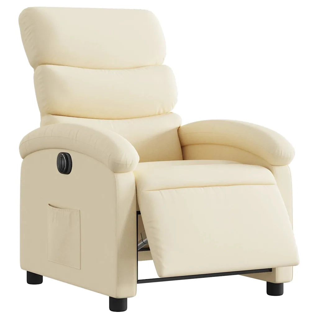 Poltrona | Sedia Relax Elettrica Reclinabile Crema in Tessuto