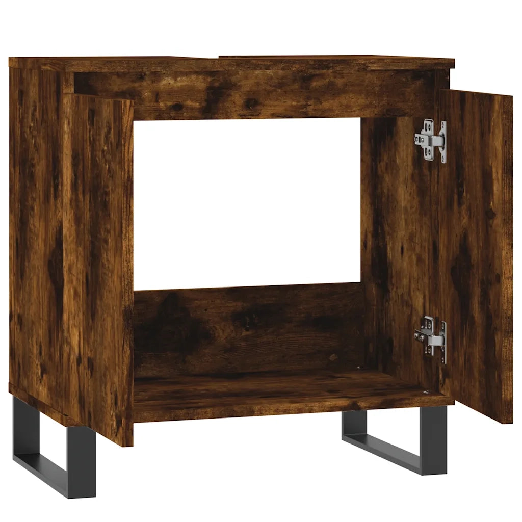 Armadietto Bagno | Armadio da bagno Rovere Fumo 58x33x60 cm in Legno Multistrato