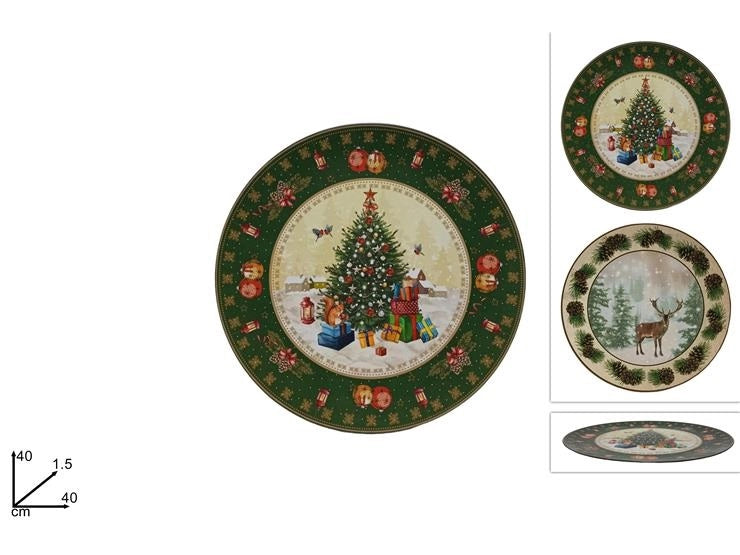 1 Pezzo Sottopiatto Natalizio Natale in Plastica 40 cm Vari Decori