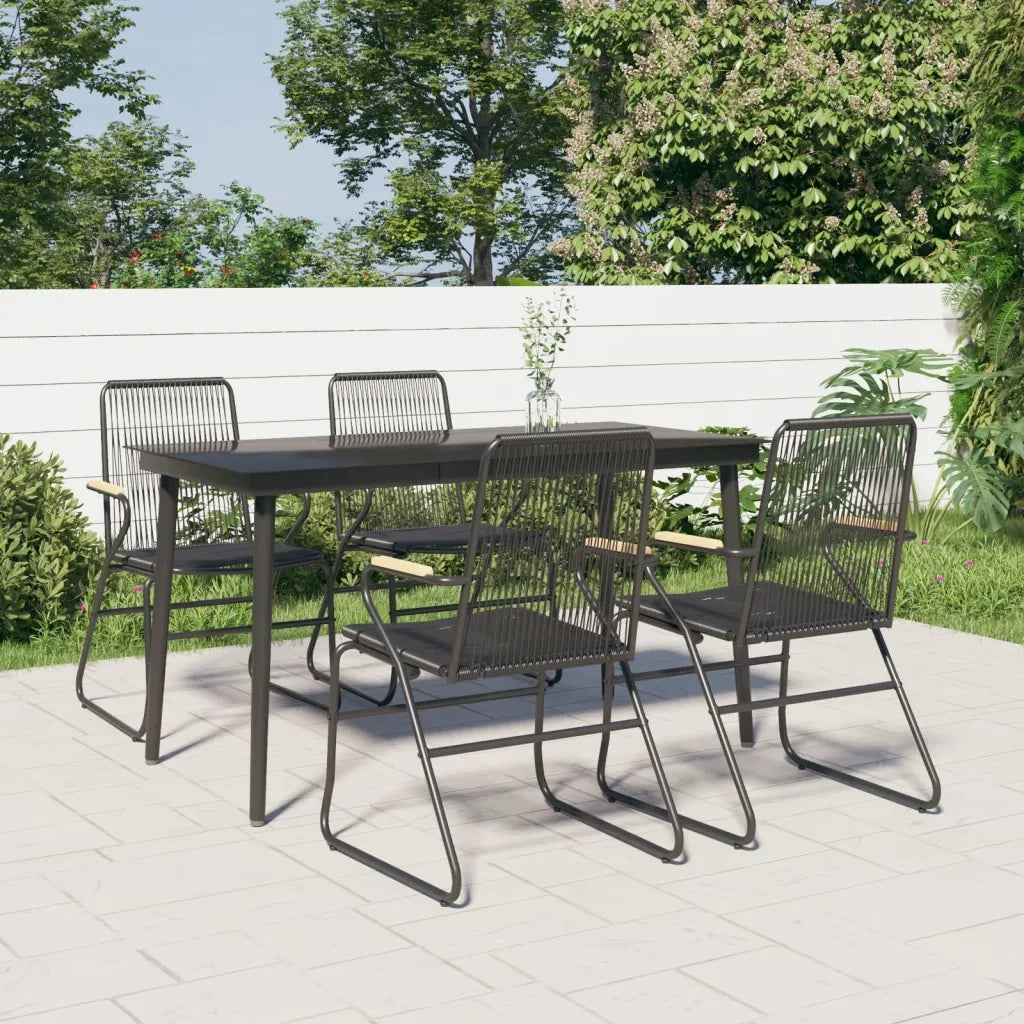 Set da Pranzo da Giardino 5 pz Nero in Rattan PVC