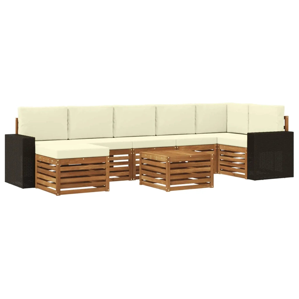 Set di divani da esterno con cuscino 8 pcs Naturale e Crema