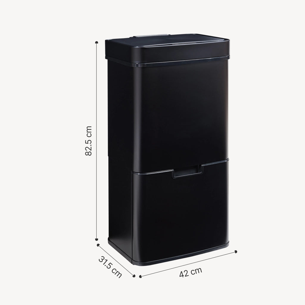 Pattumiera Automatica Venna con Sensore a 3 Scomparti Capacità 72 L - Nero [en.casa]