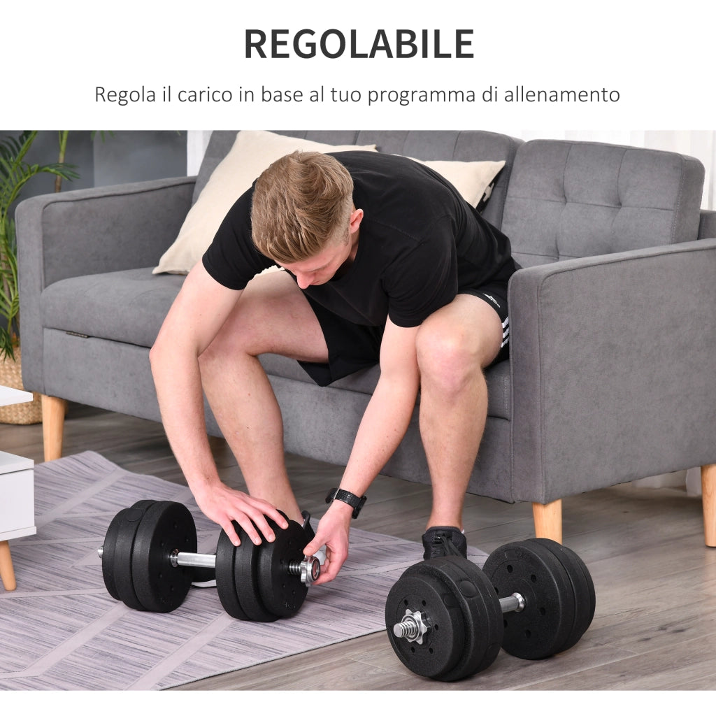 Set Manubri Palestra 30kg ¨C Zephmum ¨C 12 Dischi, 2 Manubri, Nero