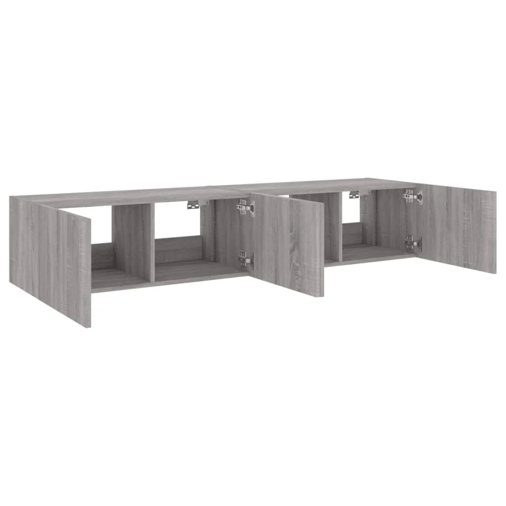 Mobile TV multimediale da parete mensola TV credenza mobile TV sala da pranzo soggiorno camera da letto e luci LED 2 pezzi Sonoma 80 x 35 x 31 cm grigio 02_0029156