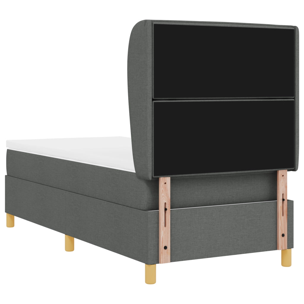 Letto a molle con materasso  Grigio scuro 90x200 cm Tessuto