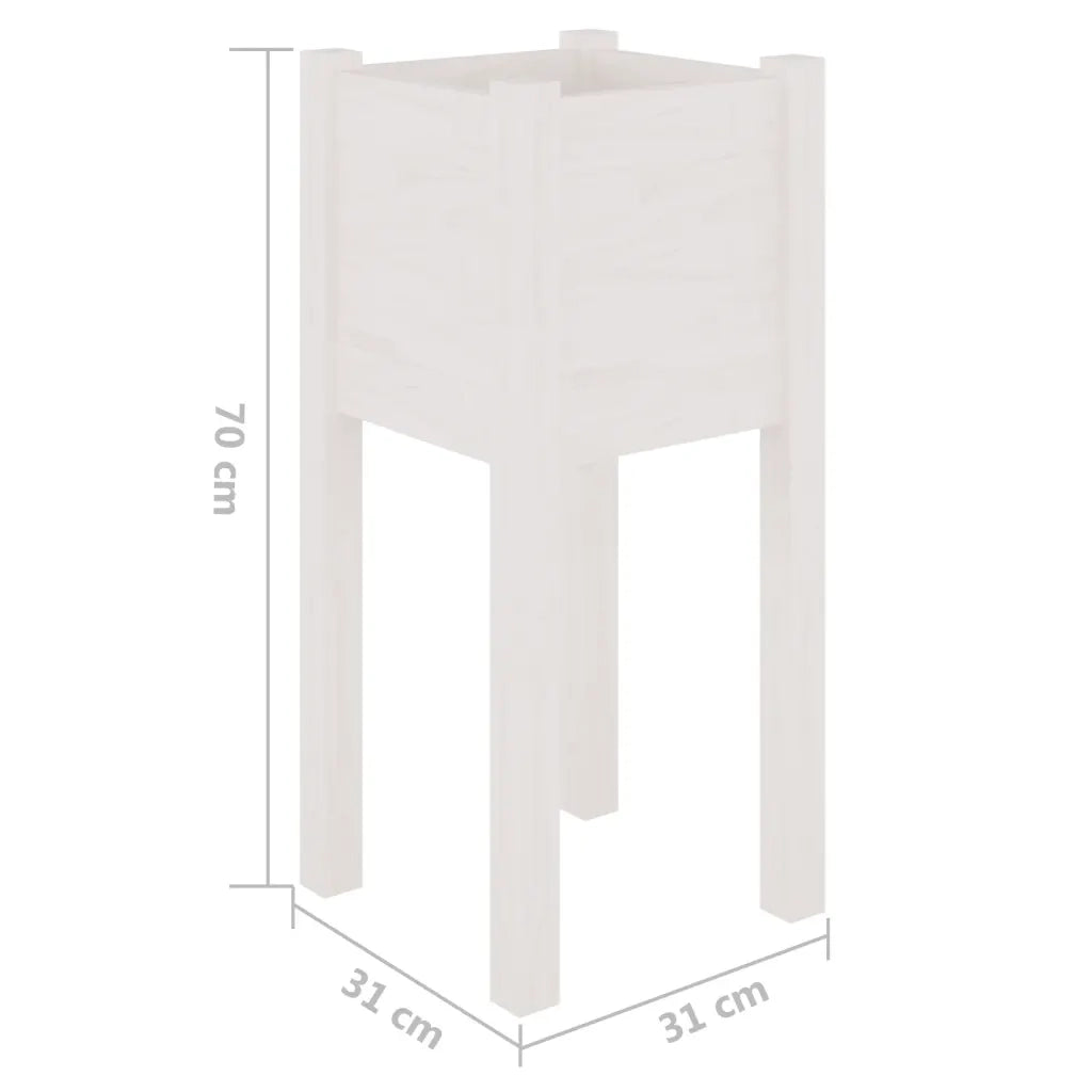 Fioriere da Giardino 2 pz Bianche 31x31x70 cm in Legno di Pino 810782