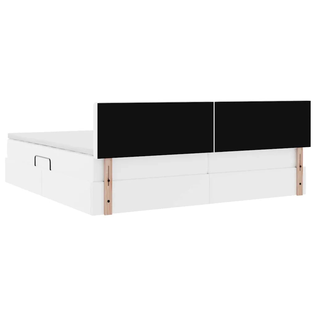 Letto con contenitore e materasso Bianco Puro 200 x 200 cm