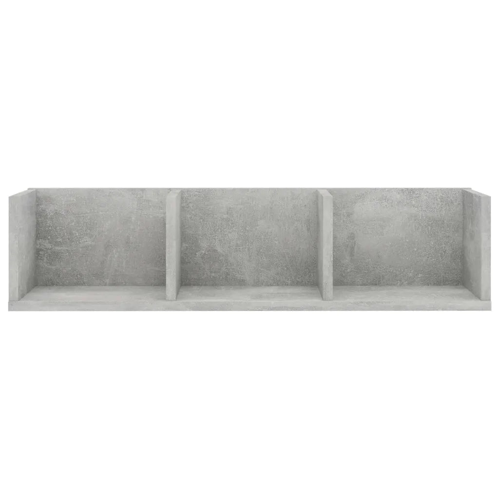 Scaffale Porta CD Parete Grigio Cemento 75x18x18 cm Multistrato 801314