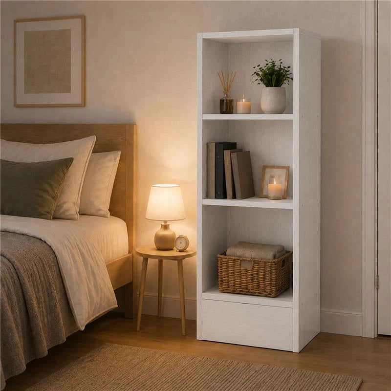 LIBRERIA IN LEGNO CON 3 RIPIANI COLORE BIANCO DIMENSIONI 60X24X120 CM