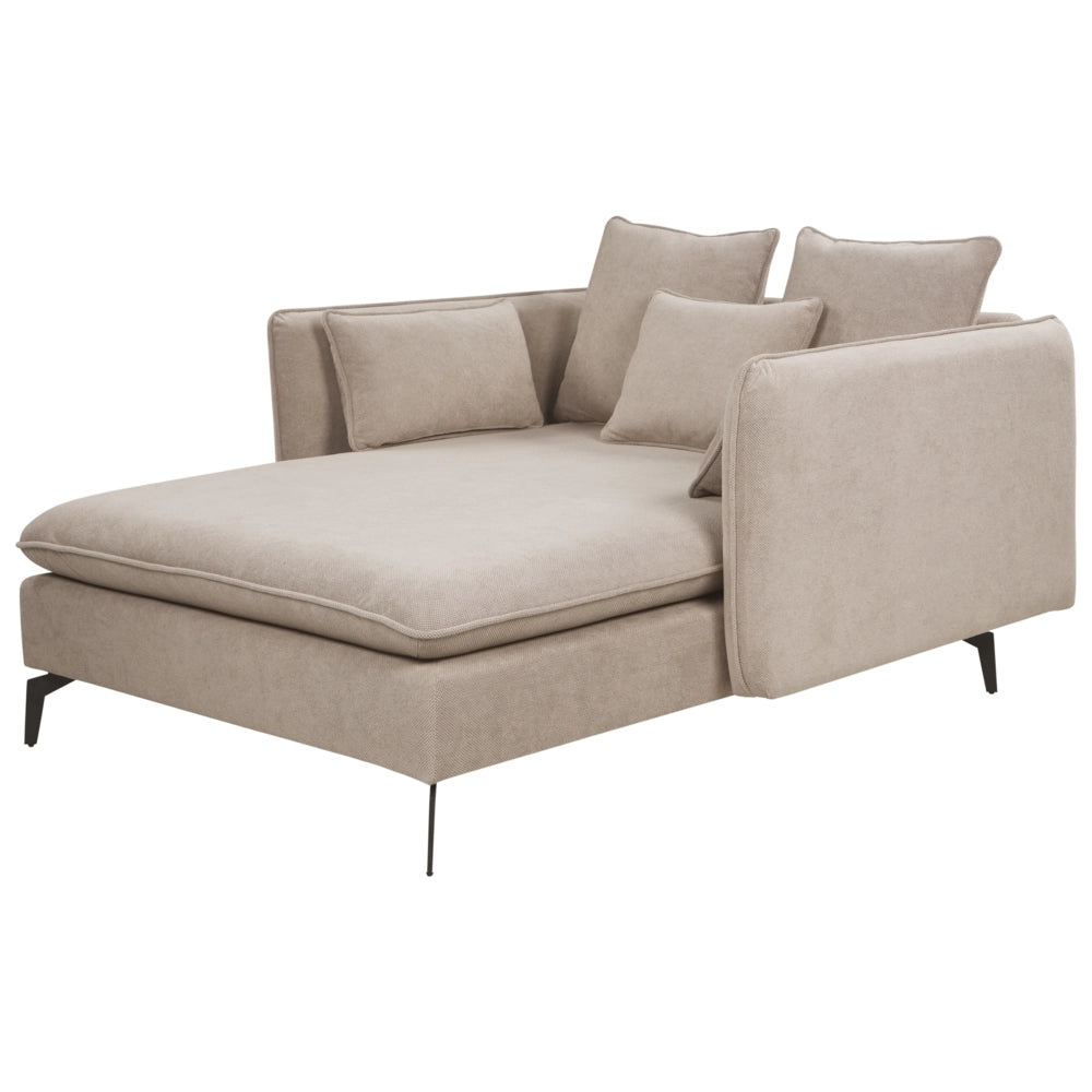 Chaise Lounge Grigio Tortora Poliestere Tessuto Imbottito Braccioli Cuscino Schienale Design Moderno Soggiorno Simmetrico
