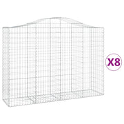 Set di 8 gabbioni ad arco per recinzioni a gabbia e muri di contenimento 200 x 50 x 140/160 cm ferro zincato argento 02_0041173
