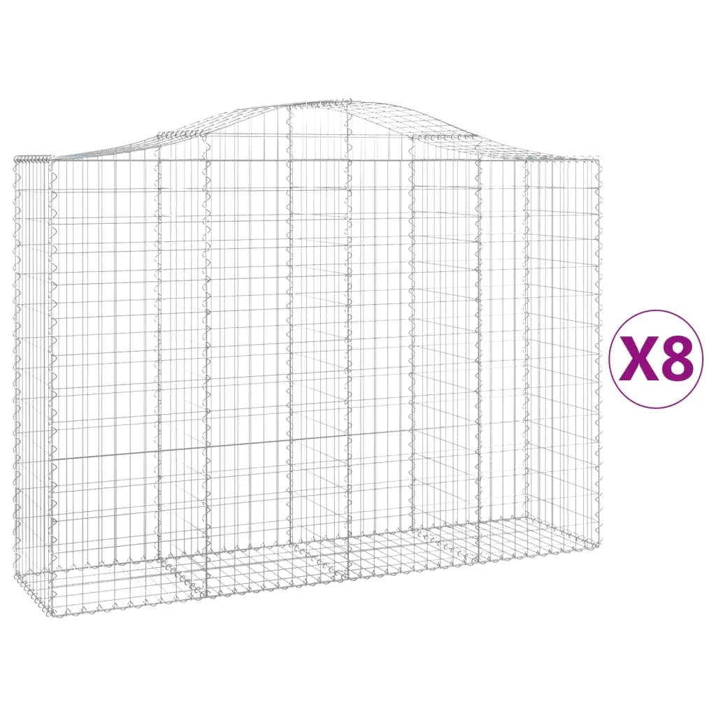 Set di 8 gabbioni ad arco per recinzioni a gabbia e muri di contenimento 200 x 50 x 140/160 cm ferro zincato argento 02_0041173