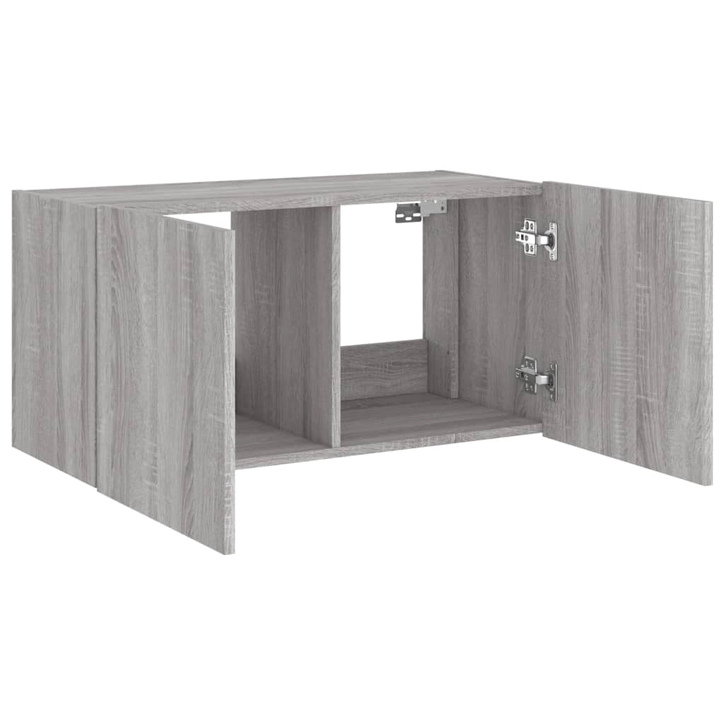 Mobile TV multimediale mensola TV credenza mobile TV parete attrezzata per sala da pranzo soggiorno camera da letto con luci LED Sonoma 80 x 35 x 41 cm grigio 02_0028063