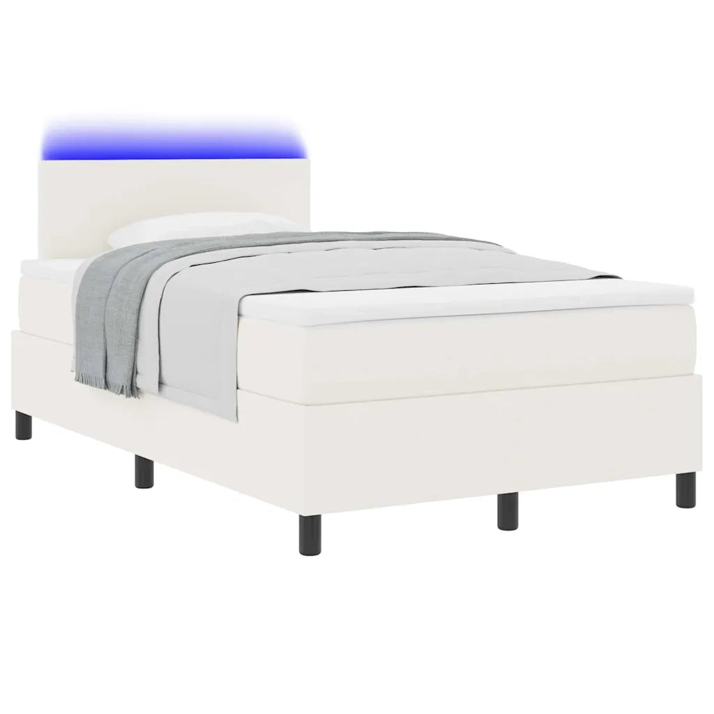 Letto a Sorgente LED con testiera Crema e Bianco 120 x 190 cm 3337593