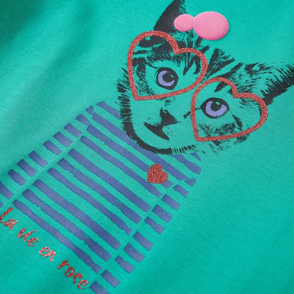 Maglietta Bambina Maniche Lunghe Verde Brillante 116 13581
