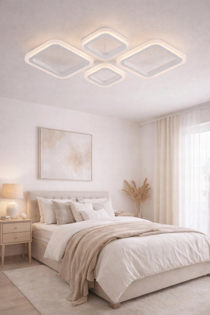 Lampada da soffitto LED quadrata 4 luci bianca Vargo