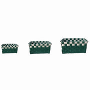 Trade Shop - Set 3 Cestini Portaoggetti Organizer Tessuto Bagno Rettangolari Verde Bianco 59084 -