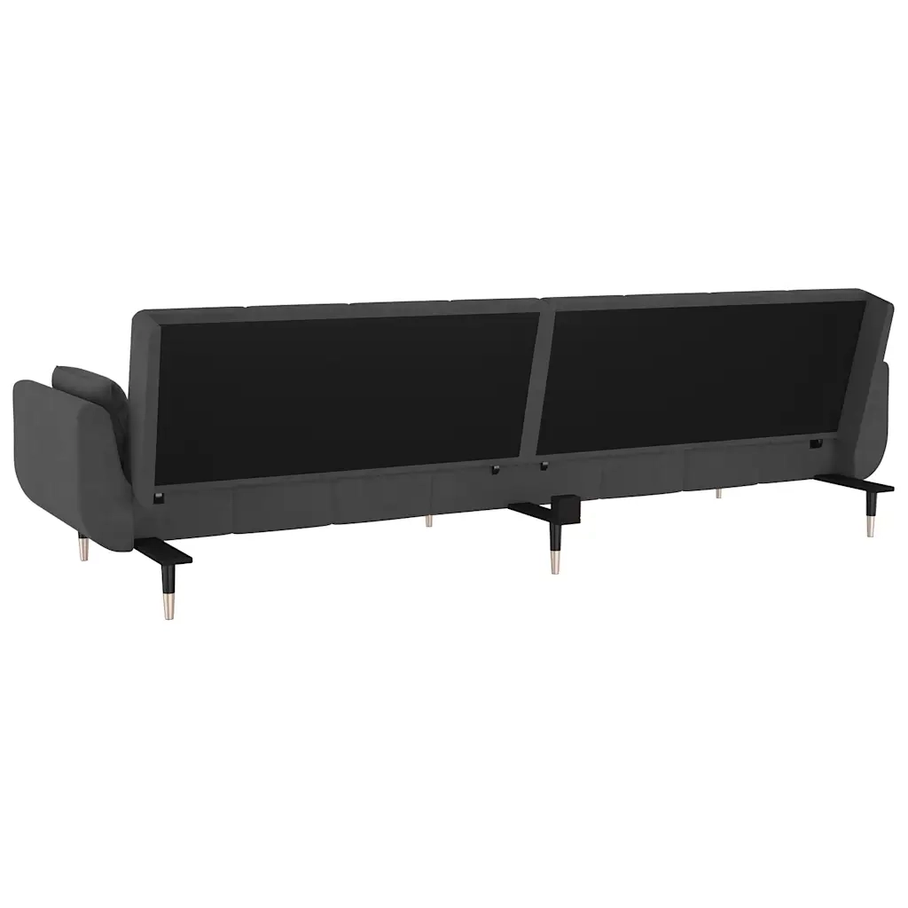 Divano letto | Sof¨¤ letto | Letto singolo a 2 Posti con 2 Cuscini Grigio Scuro in Velluto