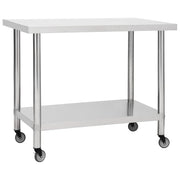 Tavolo da lavoro professionale da cucina con ruote 100 x 60 x 85 cm acciaio inox 02_0001912