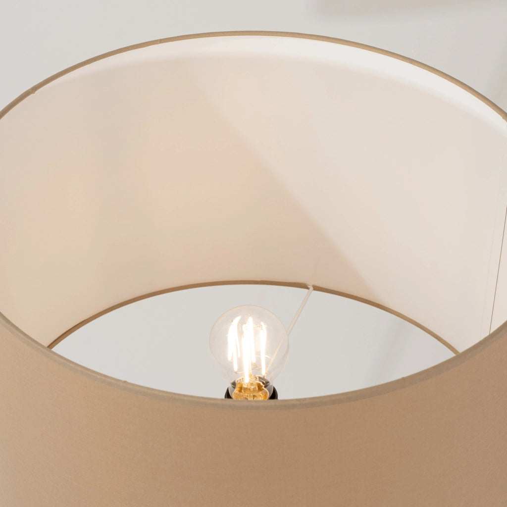 Lampada a sospensione NEVIA con paralume cilindrico in tessuto color tortora e nero, 40 cm