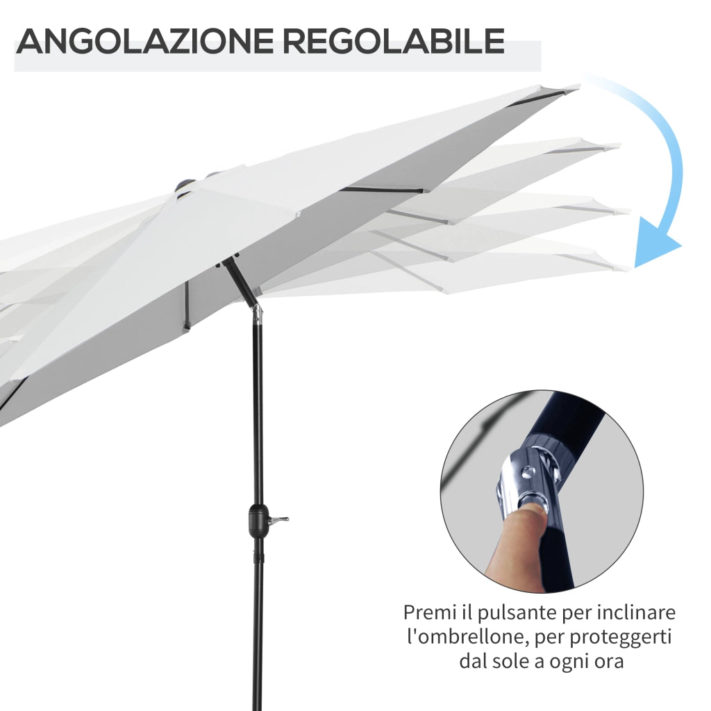 Ombrellone da Giardino Inclinabile 3x2.5 m ¨C Zephmum ¨C Metallo Poliestere Bianco