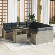 Set Divano da Giardino 9 pcs Grigio chiaro Poly Rattan 3357715