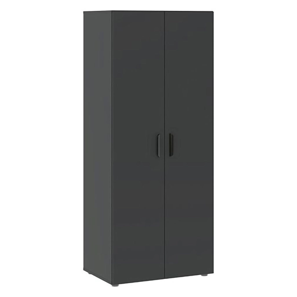 Armadio Camera da Letto Malvito, Guardaroba 2 Ante un Ripiano, 74x179h cm Nero Antracite
