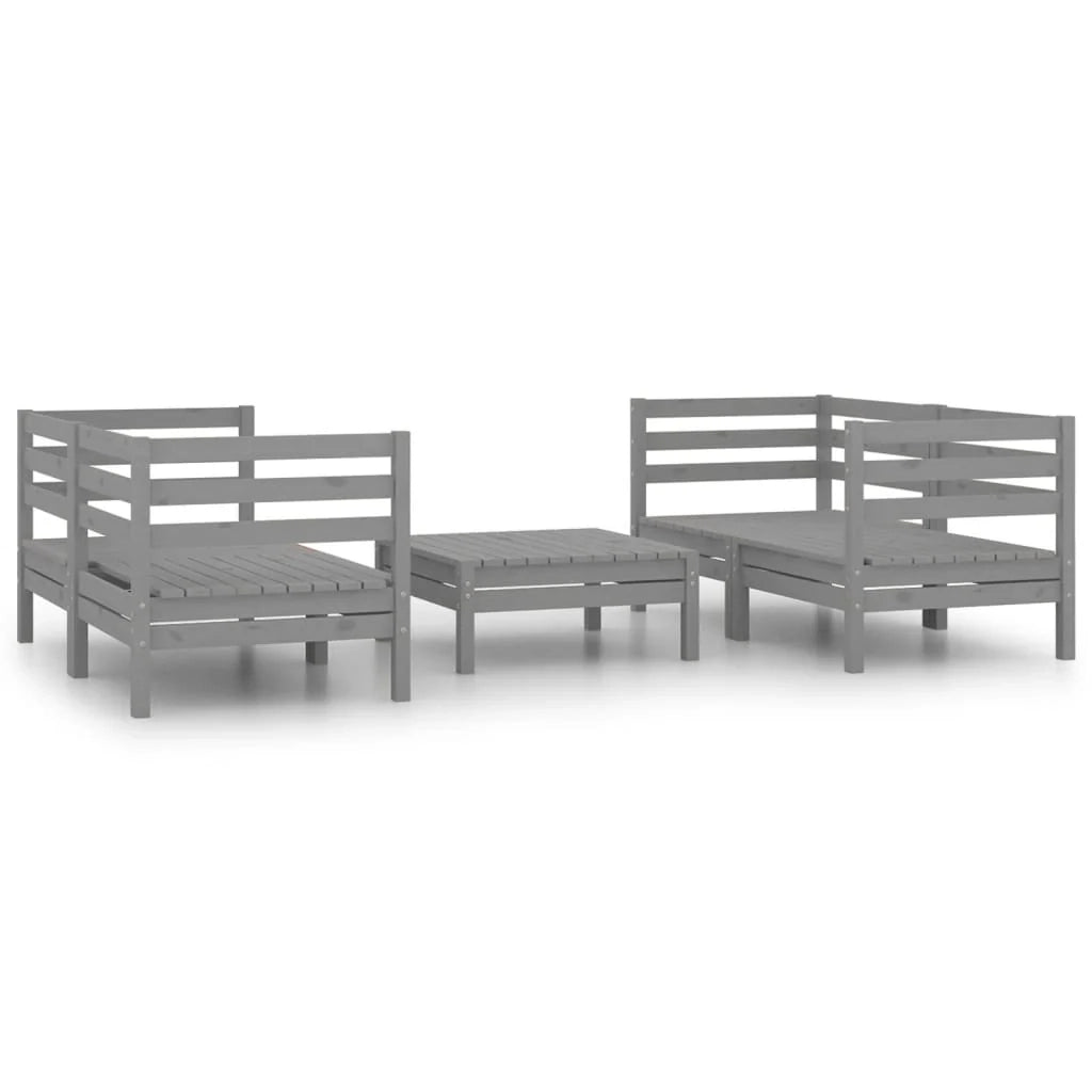 Set di mobili da giardino mobili da esterno 5 pezzi legno di pino massiccio grigio 02_0016581
