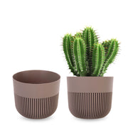 Vaso da fiori KADAX, coprivaso, 11 cm, plastica, rotondo, a coste, beige